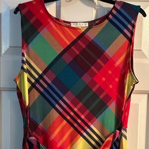 Chaus Bold Multicolor Plaid Sleeveless Top